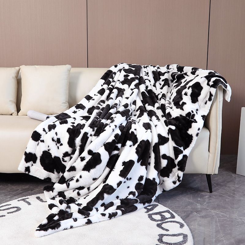 Couverture en flanelle noire et blanche