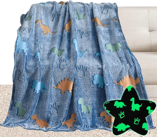 Couverture lumineuse en flanelle dinosaure