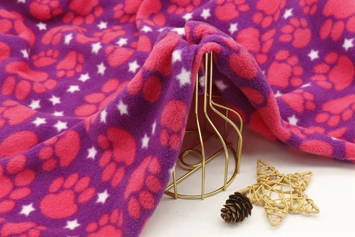 Dogs Paws Print Polar Fleece Fabric