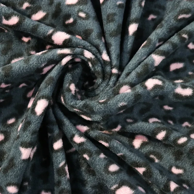 Tissu côtelé en polaire à imprimé léopard