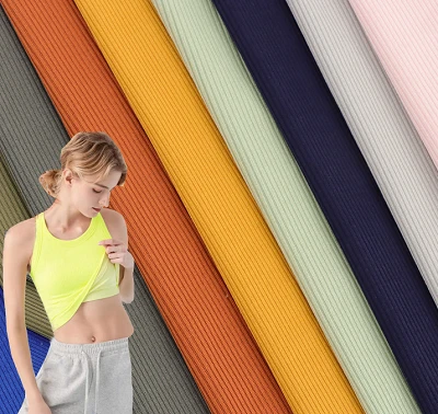 Tissu côtelé en tricot extensible