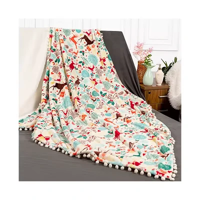 Couverture de la peluche de Noël avec pompons