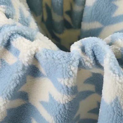 Houndstooth Sherpa Lamb fur Fleece Fabric